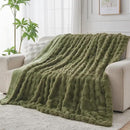 Lotus Karen Faux Fur Throw Blanket Dark Green - 800 GSM Bubble Rabbit Fluff Blanket for Couch Bed Sofa,Softest Fluffy Fuzzy Cozy Blanket,Thick Furry Plush Shaggy Warm Blankets for Women,50x60 Inches by CozyNest Decor
