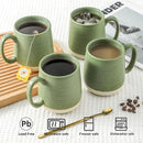 Hasense Porcelain Coffee Mugs Set of 4, 15 Oz Large Coffee Cups, Latte Cup with Handle, Tea Mugs for Men and Women, Modern Coffee Mug for Cappuccino, Milk, Cocoa, Microwave & Dishwasher Safe, Green by CozyNest Decor