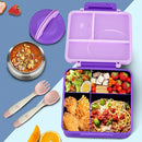 Bento Lunch Box for Kids with 8oz Soup Thermo&Lunch Bag, Leak-Proof Lunch Food Containers with 4 Compartment, Hot Food Insulated Food Jar for Kids School (Purple) by TinyTreasures Baby Boutique