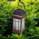 14" Solar Lantern Outdoor Waterproof, Glass Flickering Flame Solar Lanterns, Hanging Metal Lantern Decorative for Patio Front Porch Garden Backyard Tabletop Party Decoration by CozyNest Decor