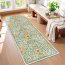 2x6 Washable Runner Rug,Grass Green Floral Boho Area Rug for Hallway,Low-Pile Non-Slip Stain Resistant Carpet for Kitchen, Bedside,Laundry Room,Entryway by TinyTreasures Baby Boutique