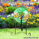 VOREEN 10-Inch Glass Gazing Ball, Outdoor Gazing Globe, Reflective Ball Yard Decoration for Homes, Patio, Lawn and Gardens, Gift for Mom Wife Friend, Phoenix Tail Design, Green by CozyNest Decor