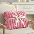 Amélie Home Faux Fur Throw Blanket for Couch, Cozy Fuzzy Fluffy Fur Luxurious Soft Striped Plush Gift Blankets for Family Sofa Chair Bed Living Room Bedroom, 55"x70", Pink by CozyNest Decor