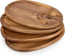 PICNIC TIME TOSCANA -Wine Appetizer Plates, Cocktail Plate with Glass Holder, Cheese Board with Wine Holder, (Acacia Wood), 9 x 6, Set of 4 by CozyNest Decor