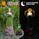 ASAWASA Angel Garden Figurine - Outdoor Statue, Solar Garden Sculpture with Angel of Peace Resin Praying Angel Art Decor for Patio, Lawn, Yard, Porch