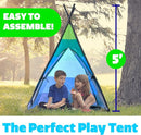 USA Toyz Happy Hut Teepee Tent for Kids - Indoor Pop Up Teepee Kids Playhouse Tents for Boys, Girls, Toddlers with Portable Storage Bag (Blue) by TinyTreasures Baby Boutique