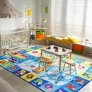 Kids Rugs for Playroom Washable, Educational and Fun Learning Rugs with ABC Alphabet Animals Shapes, Baby Toddler Children's Play Mat for Bedroom Classroom Nursery, 3x5 Feet, Blue by CozyNest Decor