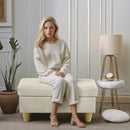 Ottoman Rectangular Storage Ottoman Bench, Faux Leather Footrest, Coffee Table, Stool Footstool with Hinged Lid for Living Room, Bedroom, Entryway, White, 35"x23.5"x17.5" by CozyNest Decor