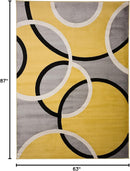 Rugshop Contemporary Abstract Circles Easy Maintenance for Home Office,Living Room,Bedroom,Kitchen Soft Area Rug 5' 3" x 7' 3" Yellow by TinyTreasures Baby Boutique