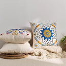 Embroidered Throw Pillow Cover 18x18 Classic Boho Floral Pattern Pillows Cover Outdoor Decorative Pillowcase,Durable Cozy Textured Cushion Case for Sofa Couch Bed Living Room,Blue Orange by CozyNest Decor