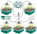 Seed Starter Tray with Grow Light, Seed Starter Kit, Plant Germination Starting Trays with Humidity Dome and Base for Greenhouse Grow Wheatgrass Hydroponic(12 Cells per Tray)(with Grow Lights) by GreenHaven Gardens