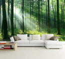 WFBHUA-Green Woodland Wallpaper Mural Foggy Forest Tree Wallpaper Nature Landscape Wall Murals for Bathroom Living Room (Not Peel and Stick) by CozyNest Decor