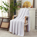 Chunky Cable Knit Throw Blanket Lightweight White 100% Organic Cotton Blanket for Sofa Couch Bed Baby Nursery, Rustic Shabby Chic Modern Farmhouse, Pure White 51” x 63” Give Laundering Bag by CozyNest Decor