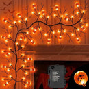 7 Ft 63 LED Halloween Decorations Willow Vine Twig Garland with 8 Modes Timer 21 Pumpkin Orange Lights, Halloween Garland with Waterproof Battery Operated for Indoor Wall Fireplace Decorations by CozyNest Decor