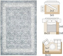 jinchan Floral Area Rugs 4x6 - Machine Washable Vintage Distressed Boho Design Throw Rug Stain Resistant Carpet Low Pile Ultra-Thin Non-Slip for Bedroom Living Room Dining Room Kitchen (4‘x6',Grey) by TinyTreasures Baby Boutique