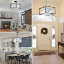 IKK Modern Foyer Chandelier, Black Crystal Chandelier for Dining Room, Square Entryway Light Fixture Hanging, Easily Adjustable Height Glass Chandeliers for Kitchen Island, Elegant Water Ripple by CozyNest Decor