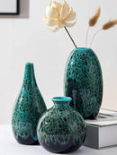 Ceramic Bud Vase Set, Fambe Blue Glazed Finish, Decorative Flower Vases (Blue-Set of 3) by GreenHaven Gardens