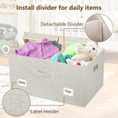 75 Quarts Extra Large Decorative Storage Bins with Lids, 3 Packs Beige Collapsible Storage Bins with Lids, Stackable Storage Bins Decorative Box Storage With Lid Extra Large by CozyNest Decor