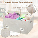 75 Quarts Extra Large Decorative Storage Bins with Lids, 3 Packs Beige Collapsible Storage Bins with Lids, Stackable Storage Bins Decorative Box Storage With Lid Extra Large by TinyTreasures Baby Boutique