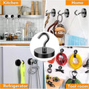 MIKEDE Black Magnetic Hooks Heavy Duty, 150LB+ Strong Neodymium Magnets for Refrigerator, Magnetic Hooks with Epoxy Coating for Hanging, Magnets with Hooks for Cruise, Home, Workplace - 10 Pack by CozyNest Decor
