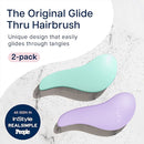 Crave Naturals Glide Thru Detangling Brush for Adults and Kids - Detangler Brush for Curly or Straight, Wet or Dry Hair - Gentle on Tangles Hair Comb - 7.5x3-Inch, Turquoise and Purple (Pack of 2) by TinyTreasures Baby Boutique