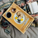 Bamboo Wood Serving Tray with Gold Polished Metal Handles, Decorative Tray Platter Coffee Table Tray Rectangular Wooden Breakfast Tray for Ottoman, Kitchen, Bedroom, Lap &Couch - 15x10.4 Inch by CozyNest Decor