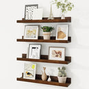 Picture Ledge Shelf, Solid Pine Wood Floating Shelves Set of 4, 16 Inches Nursery Book Shelves for Toys Storage, Kids Bookshelf Wall Mounted for Living Room Decor Photo Frames, Walnut by TinyTreasures Baby Boutique