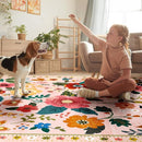 Floral 2x6 Area Rug Machine Washable Soft Print Boho Carpet Non Slip Doormat Low Pile Flower Area Rugs for Living Room Bedroom Nursery Kitchen Dining Room Indoor-Pink by TinyTreasures Baby Boutique