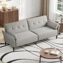 89” Futon Sofa Bed, Linen Comfy Futon Couch Bed with 2 Square Pillows, Convertible Sleeper Sofa with Adjustable Backrest& Armrests, Modern Loveseat Sleeper for Living Room, Bedroom, Light Gray by CozyNest Decor