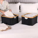 efluky Storage Baskets for Organizing, Fabric Storage Bins with Bamboo Handles, Collapsible Storage Baskets for Shelves and Closet (Black, 16.2'' x 13'' x 9.1'') by TinyTreasures Baby Boutique