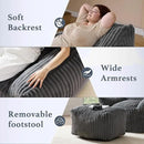 Oversized Bean Bag Chaise Lounge Chair Indoor for Adults with Armrests & Ottoman - Giant Comfy Gray Beanbag Floor Sofa Cloud Accent Chair for Reading, Gaming, Cozy Plush Cloud Mini Couch by CozyNest Decor