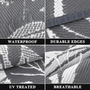 Pauwer Waterproof Outdoor Rug 6x9, Reversible Plastic Straw Patio Camping Rug, Indoor Outdoor RV Mat Carpet for Deck, Camper, Porch, Balcony, Backyard, Picnic, Floral Grey by GreenHaven Gardens