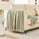EMME Muslin and Fleece Queen Blanket Reversible - 80"*90" Sage Green Soft Warm Throw Blankets for Couch Bed Picnic Travel Bed by CozyNest Decor