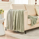 EMME Muslin and Fleece Throw Blanket Reversible - 50"*60" Sage Green Soft Warm Throw Blankets for Couch Bed Picnic Travel Bed
