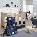 Lambs & Ivy Playful Elephant Blue/White Cotton 3-Piece Baby Crib Bedding Set by TinyTreasures Baby Boutique