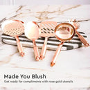 Copper Cooking Utensils Set – 5-Piece Rose Gold Stainless Steel Kitchen Tools for Cooking and Serving Includes Ladle, Spoon, Pasta Fork, Spatula, and Skimmer – Stylish Copper Kitchen Accessories by CozyNest Decor