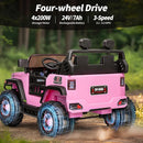 2 Seater Ride on Toy Car for Kids, 24V 4WD Ride-on Truck Kids Electric Car with Remote Control, 4x200W Motors - Light Pink by TinyTreasures Baby Boutique
