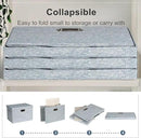 Large 17" 36 Quart Collapsible Stackable Storage Bins with Lids, 3 Packs Blue-Grey Linen Fabric Closet Boxes with Lids, Storage Cube Baskets Container Organizers for Bedroom (17x12x11) by CozyNest Decor