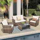 4 Piece Outdoor Patio Furniture Set,Wicker Conversation Sets Outdoor Sectional Patio Sofa Couch with Cushions & Coffee Table for Outside, Garden, Balcony, Porch,Yellow/Beige by GreenHaven Gardens