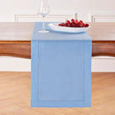 Solino Home Linen Cornflower Blue Hemstitch Table Runner 48 Inches - 100% Pure Linen Small Table Runner 14 x 48 Inch Ideal for Dresser and Coffee Tables - Classic Hemstitch by CozyNest Decor