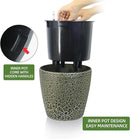 Dexceder 11x10 Inches Self Watering Planter Indoor Outdoor, Inner Pot Design, Thickened Table Flower Plant Pot with Water Level Indicator (Black Gold Crackle) by CozyNest Decor