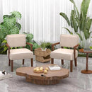 Accent Chair Set of 2 with Table, PU Leather Chair for Living Room Oversized Armchair with Soft Seat and Armrests for Bedroom Dinning Reading Waiting Room (Leather Beige) by CozyNest Decor