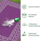 GENIMO Outdoor Rug Waterproof 6'x9' for Patio, Foldable Reversible Plastic Straw Carpet for Travel Trailers, Outside Area Mat for Rv, Deck, Picnic, Porch, Camper, Balcony, Beach, Purple & Grey by CozyNest Decor