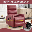 Manual Swivel Rocker Recliner Chair for Adults, Overstuffed Reclining Glider Chair for Nursing with Vibration Massage & Heat, Living Room Rocking Recliner 3-Stage backrest, Faux Leather Red by CozyNest Decor