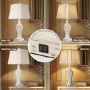 32" Tall Table Lamps Set of 2 - Bedside Lamp with Fabric Shades - for Bedroom and Living Room with USB and Nightlight - Perfect for Nightstands and Bedrooms - Bulbs Included by CozyNest Decor