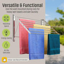 Smartsome | Wall Mounted | Clothes Drying Rack| 22" Wide |15 Linear Feet Capacity | 8 Smooth Round Stainless Steel Rods | 60 lb Capacity | Fully Assembled | Compact Sturdy Space-Saving Design by CozyNest Decor