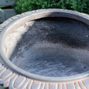 VISIBLE Classic Garden Urn Planter with Pedestal, Black Antique Finish, Cement Fiber Material, Decorative Leaf Pattern, 22 Inch Height, Indoor Outdoor Use, Delivered from Local Warehouse (Black) by CozyNest Decor