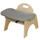 11'H Montessori Low Feeding Chair, Toddler Wooden Stackable Chair with Removable Tray, Safety Harness, Suitable for Ages 3-5 by TinyTreasures Baby Boutique