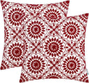 HWY 50 Red Decorative Throw Pillow Covers 18x18 Inch, Pack of 2 Embroidered Cotton Farmhouse Cushion Cover Pillow Case for Sofa Couch Living Room Bed Bedroon, Little Sunflower Design by CozyNest Decor