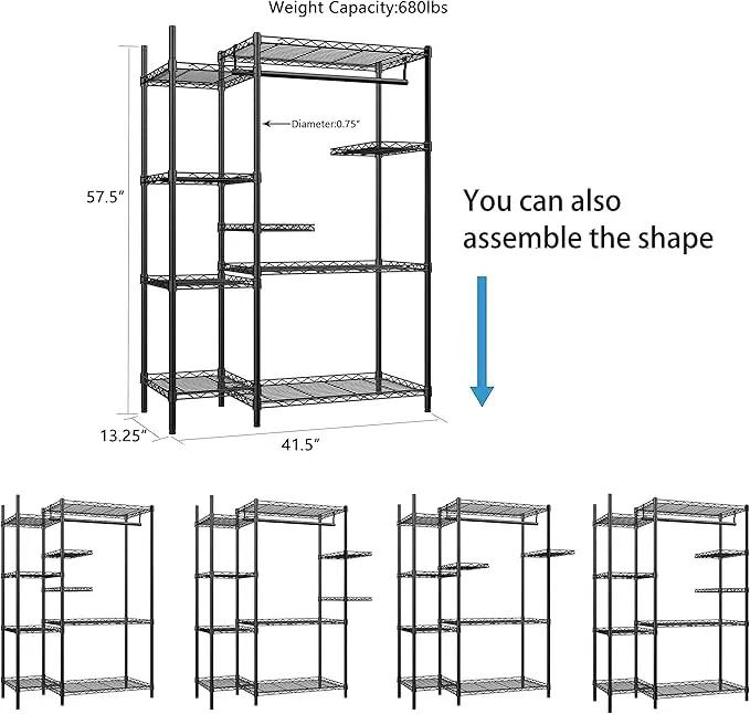 Xiofio Plant Stands for for Indoor Outdoor, Heavy Duty Metal Plant Stand,large Plant Shelf,Adjustable Plant Shelves With Hanging Rod for Living Room,Balcony,Garden,Black, photo 5 of 6